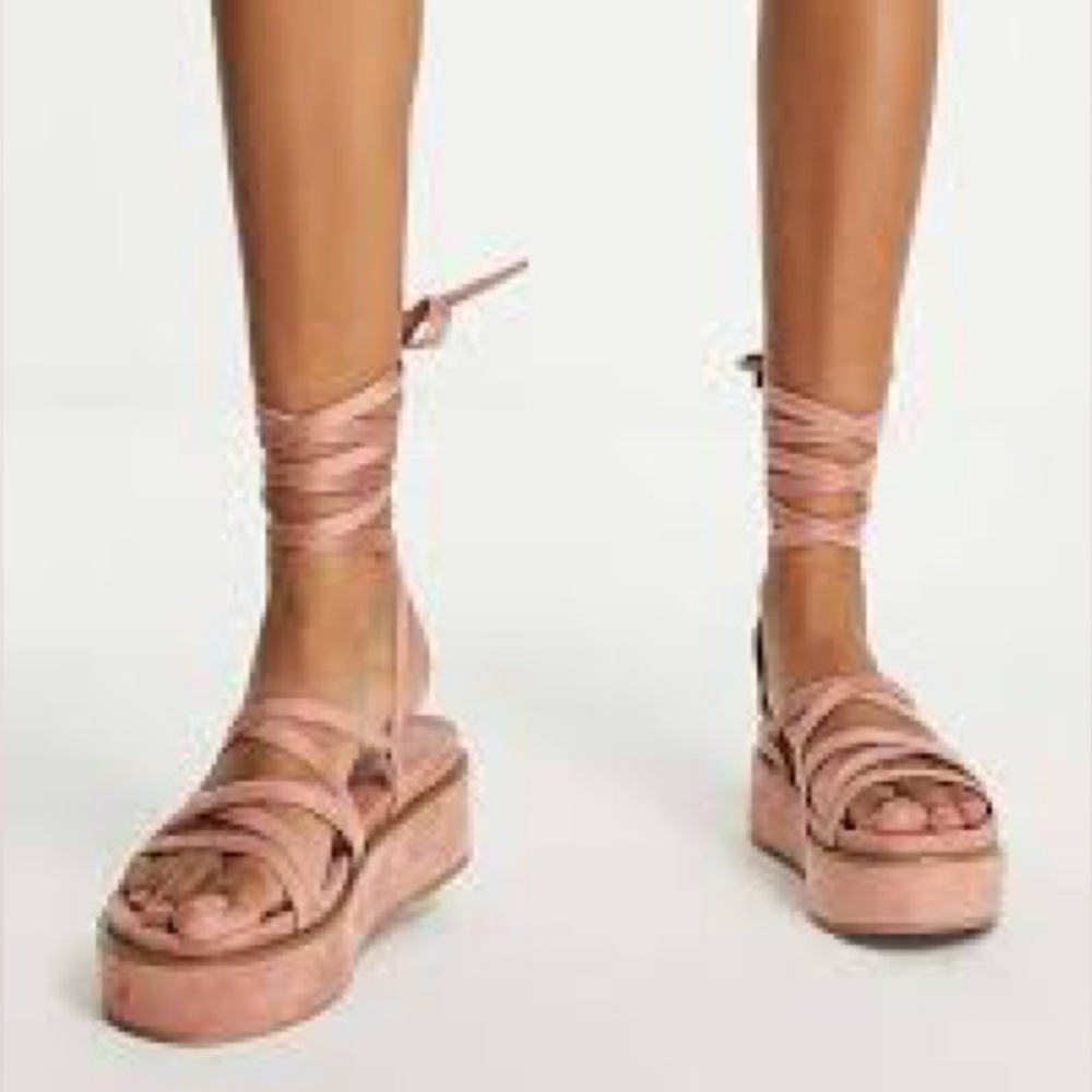 ASOS design wide fit total tie leg flatform sandals